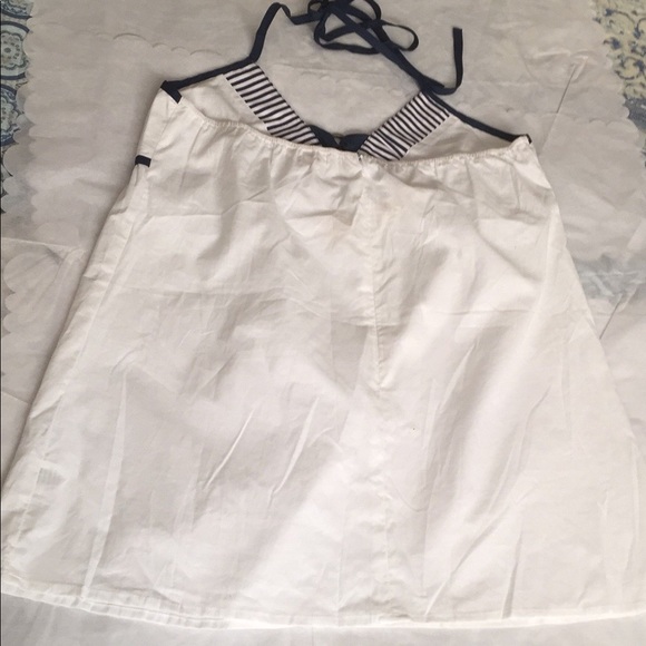 White & Navy spaghetti strap, halter, cotton top. Size Large. NWT - Picture 6 of 10
